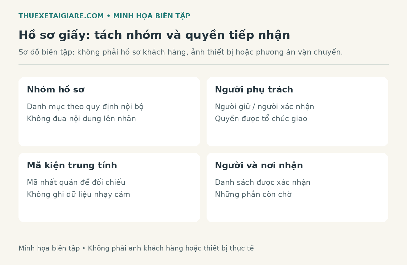 Sơ đồ bi&ecirc;n tập minh họa ma trận nh&oacute;m hồ sơ, người giữ, m&atilde; kiện v&agrave; người được nhận